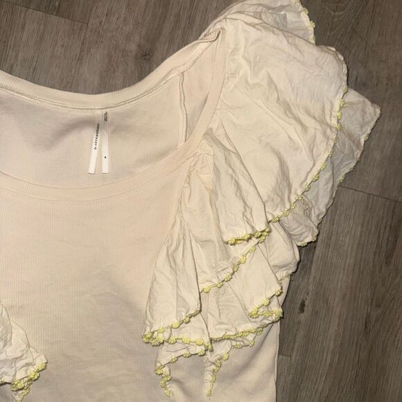 Anthropologie ivory ruffles oversized blouse - Picture 4 of 5
